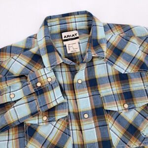 Ariat Retro Fit Mens L Plaid Long Sleeve Pearl Snap Western Shirt Rodeo